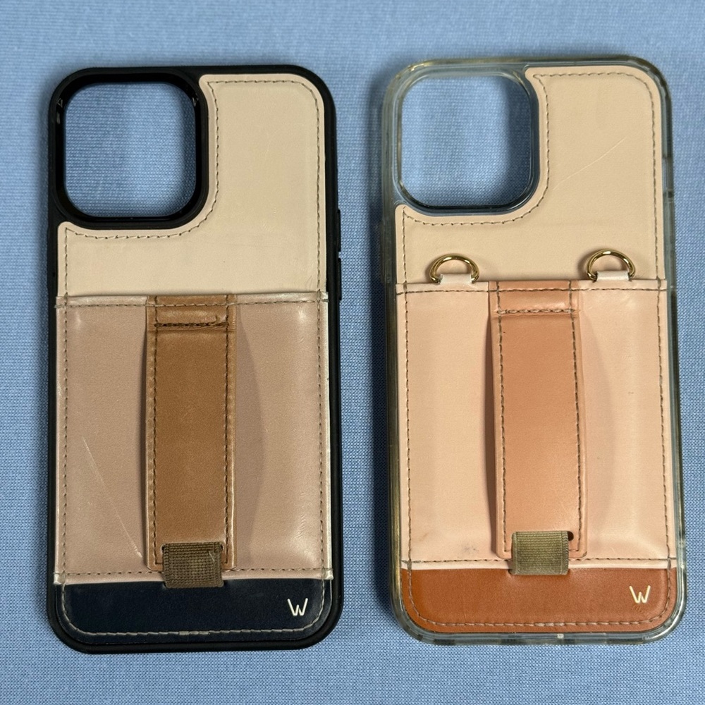 iPhone 13 Pro Max Walli Leather Phone Case with Stand - Black and Tan